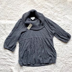 Ann Taylor Loft Gray Cowl Neck 3/4 Sleeve Sweater
